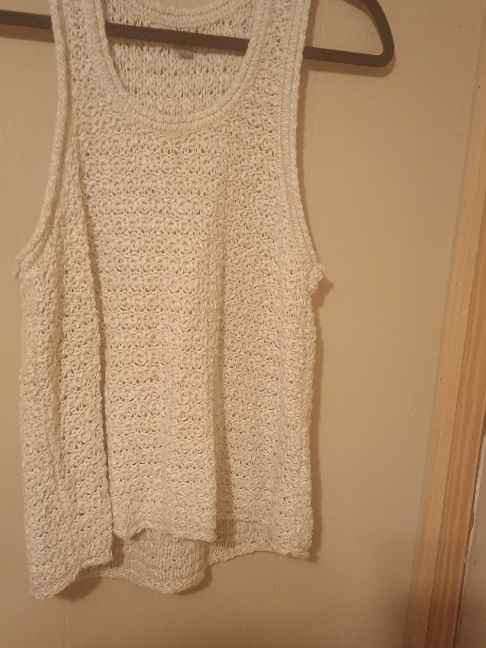 Cream Crochet Knit Tank Top